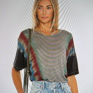 Michael Lauren Rafael Oversized Tee- in rainbow stripe tie dye *NWT